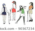 Golf fashion golf illustration set women's golf wear set 90367234