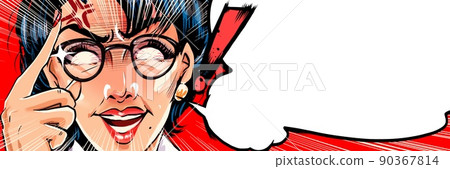 Suddenly, a monster parent education mom wearing glasses is wearing a monster parent education mama's American comic style color illustration and speech bubble Suddenly, a monster parent education mom wearing glasses is wearing a monster parent education mama's American comic style color illustration and speech bubble 90367814