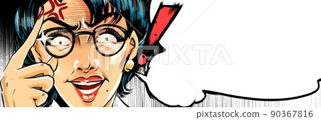 Suddenly, a monster parent education mom wearing glasses is wearing a monster parent education mama's American comic style color illustration and speech bubble Suddenly, a monster parent education mom wearing glasses is wearing a monster parent education mama's American comic style color illustration and speech bubble 90367816