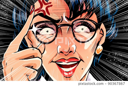 一個怪物家長教育媽媽突然戴眼鏡的美式漫畫風格彩繪 一個怪物家長教育媽媽突然戴眼鏡的美式漫畫風格彩繪 90367867