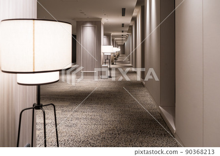 A straight corridor with modern lighting 90368213