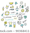 Women in swimsuits with various summer accessories 90368411