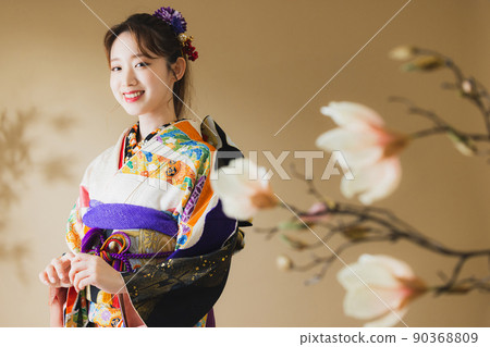 Furisode black Noshi pattern 90368809