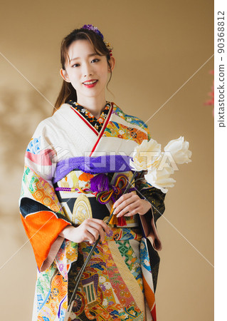 Furisode black Noshi pattern Furisode black Noshi pattern 90368812