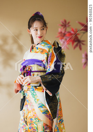 Furisode black Noshi pattern 90368825