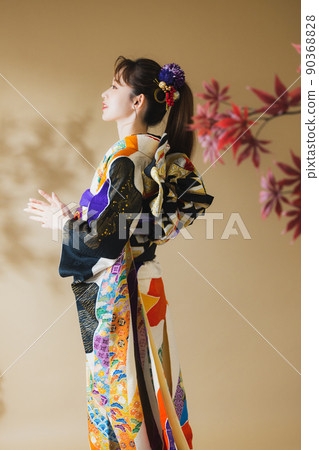 Furisode black Noshi pattern 90368828