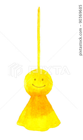 Teru teru bozu with a yellow smile Hand-painted watercolor illustration material of early summer and rainy season Teru teru bozu with a yellow smile Hand-painted watercolor illustration material of early summer and rainy season 90369685
