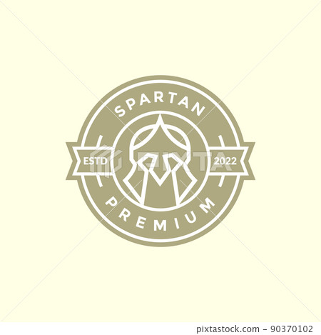 vintage simple badge with spartan helm logo design vector graphic symbol icon illustration creative idea 90370102