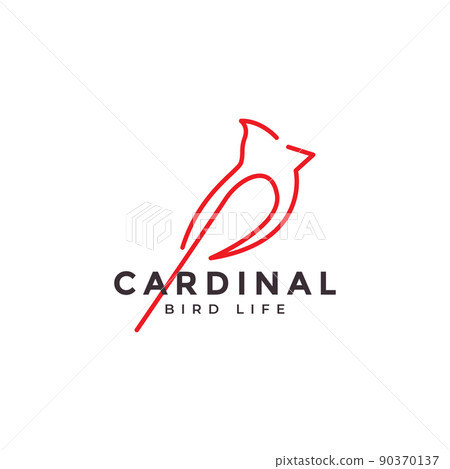 continuous line bird cardinal logo design vector graphic symbol icon illustration creative idea 90370137