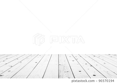 Empty white wooden table top isolated on white background Empty white wooden table top isolated on white background 90370194