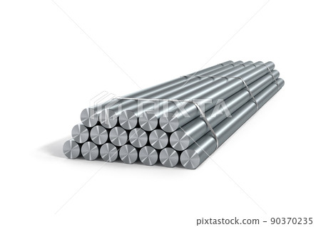 Stack of round bars isolated on white background Stack of round bars isolated on white background 90370235