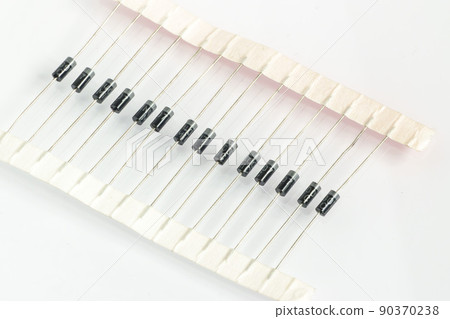 Closeup set of diodes on a white background Closeup set of diodes on a white background 90370238