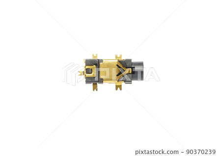 Gold plated 2.5mm SMD jack on white background Gold plated 2.5mm SMD jack on white background 90370239