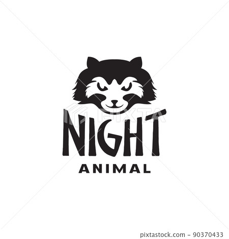 face head night animal racoon logo design vector graphic symbol icon illustration creative idea 90370433