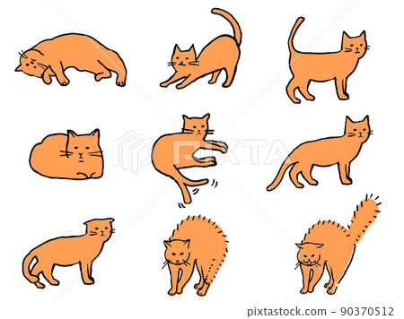 Hand drawn cat body language set 90370512