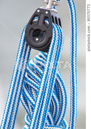 Blue rope as part and detail of yacht 90370773