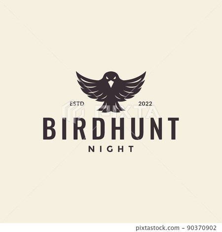 little bird night flying hunt logo design vector graphic symbol icon illustration creative idea 90370902