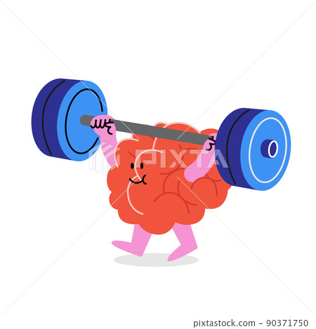 Vector illustration of the brain lifting a barbell. Vector illustration of the brain lifting a barbell. 90371750