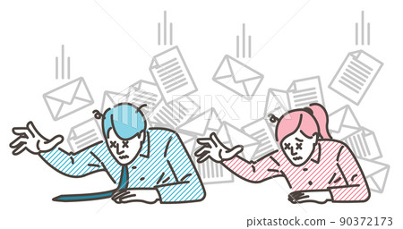 Male and female business person set with overwork [Vector illustration material] 90372173