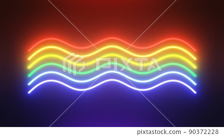 3d render of LGBTQ+ flash neon and light glowing on dark scene. Speed light moving lines. High fast  motion blur. Technology internet of future network. Sci fiction of hyperspace interstellar travel. 90372228