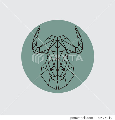 Bull mountain head in polygonal style. Bull mountain head in polygonal style. 90373919
