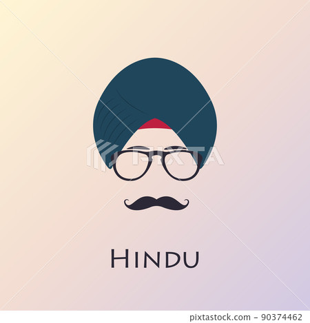 Indian man with black mustache and glasses. 90374462