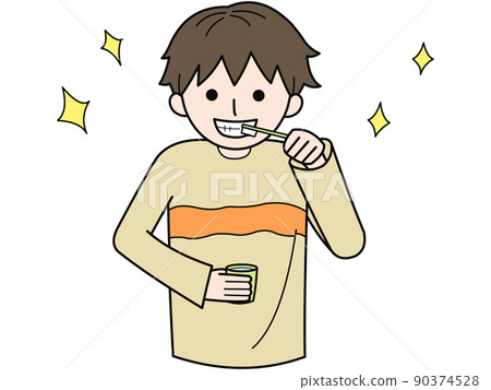 Illustration of a man brushing his teeth cleanly 90374528