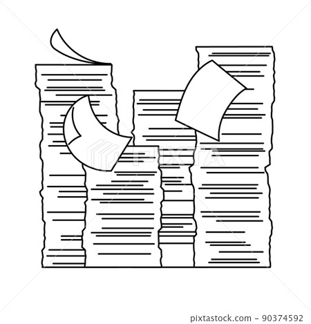 Illustrations of documentary materials for work that has not progressed to paperless and piled up 90374592