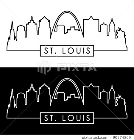 St.Louis skyline. Linear style. St.Louis skyline. Linear style. 90374809
