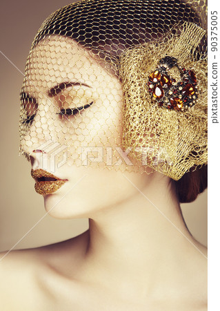 Beautiful woman face. Perfect makeup 90375005