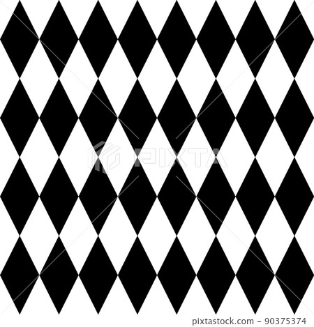 Set of Simple seamless patterns with black and white geometric rombs. Rhombus rows, ornament for wallpaper, wrapping paper, textile, fabric, package. Vector Illustration. 90375374