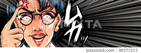 A monster parent education mom's American comic style color illustration wearing glasses suddenly A monster parent education mom's American comic style color illustration wearing glasses suddenly 90377253
