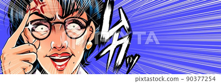 A monster parent education mom's American comic style color illustration wearing glasses suddenly A monster parent education mom's American comic style color illustration wearing glasses suddenly 90377254