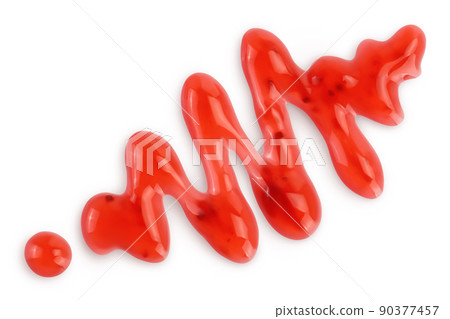 Red strawberry jam isolated on white background with full depth of field, Top view. Flat lay Red strawberry jam isolated on white background with full depth of field, Top view. Flat lay 90377457