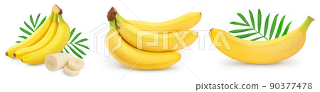 banana isolated on white background with full depth of field. Set or collection banana isolated on white background with full depth of field. Set or collection 90377478