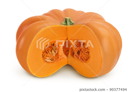 Fresh orange pumpkin isolated on white background with full depth of field 90377494