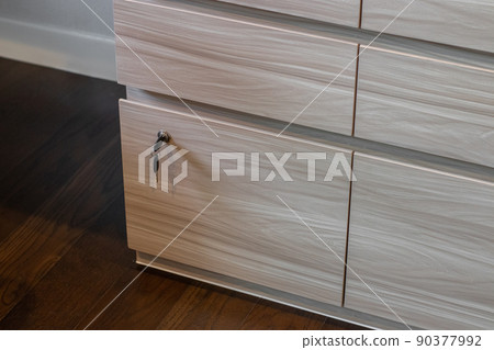 Close up of cabinets wood in house 90377992