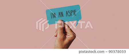 text I am an aspie in a sign, web banner 90378033