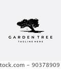 Tree with a Swing Logo Design Vector Illustration 90378909