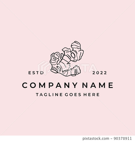 Ginger root logo. Herbal spice logo design 90378911
