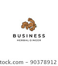 Ginger root logo. Herbal spice logo design 90378912