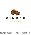 Ginger root logo. Herbal spice logo design 90378914