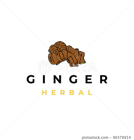 Ginger root logo. Herbal spice logo design 90378914