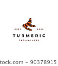 Turmeric root logo. Herbal logo design  90378915