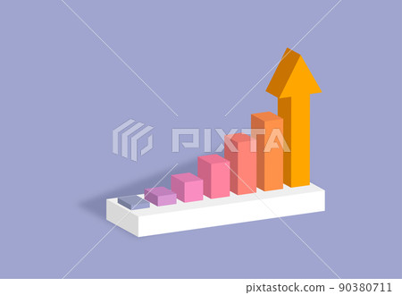 Graph stock stair step to success. 3D Minimal design concept. Vector illustration 90380711