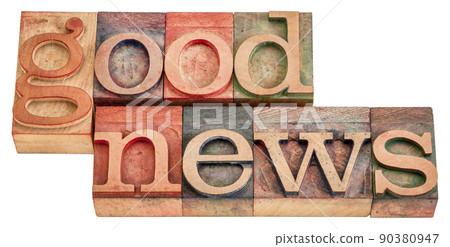 good news words in wood type 90380947