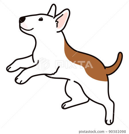 用主線跳躍的簡單可愛的鬥牛梗的插圖 90381098