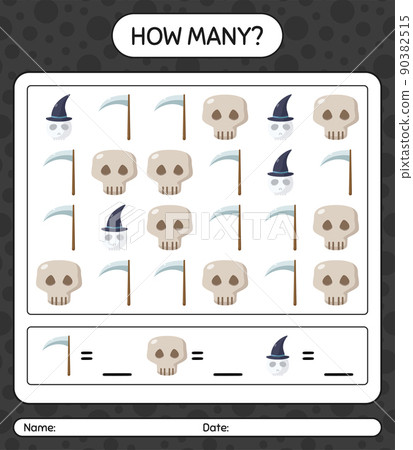 How many counting game with halloween icon. worksheet for preschool kids, kids activity sheet How many counting game with halloween icon. worksheet for preschool kids, kids activity sheet 90382515