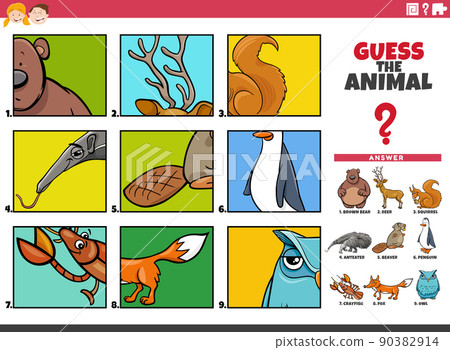 guess cartoon animal characters educational task for children guess cartoon animal characters educational task for children 90382914
