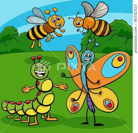 cartoon insects funny animal characters group 90382923